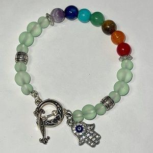 Chakra bracelet with seaglass beads with clasp.